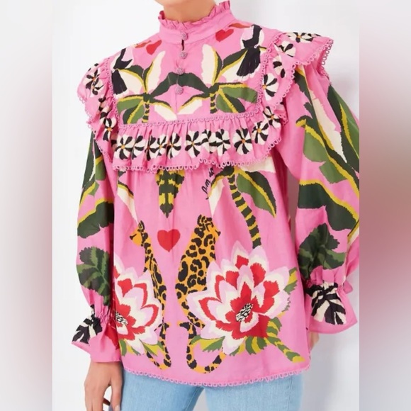 FARM Rio Leopard Forest Blouse - Picture 1 of 7